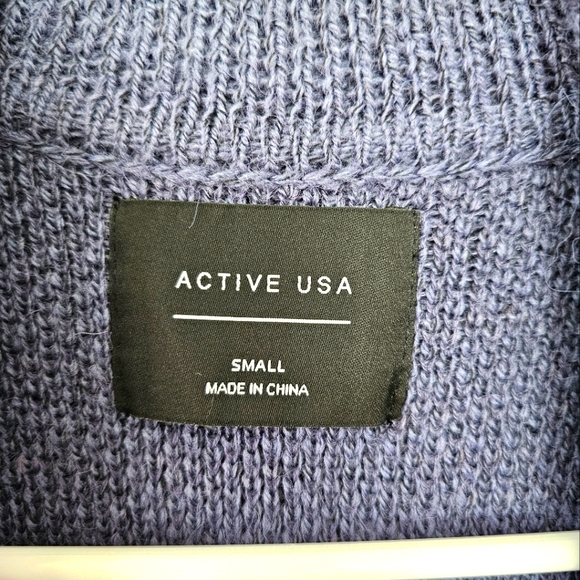 Active USA Women's Long Dusty Blue Sweater Vest - Picture 5 of 7